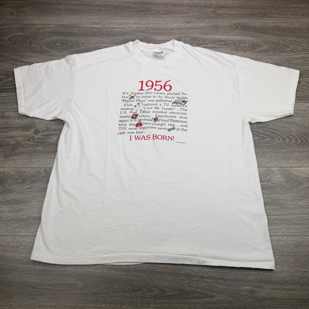 Frances Meyer T-Shirt Mens XL 1956 I Was Born Birthday History Single Stitch VTG